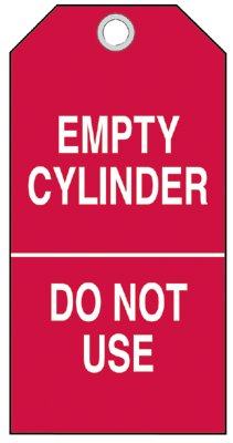 Cylinder Status Tags, 6 in x 6 1/2 in, Cylinder Empty/In Use/Full, White/Red 262-17928