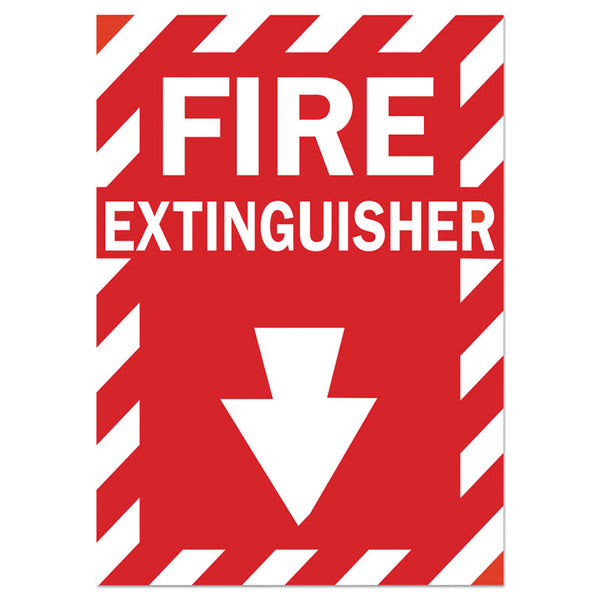 Health & Safety Signs, FIRE EXTINGUISHER, Polyester Sticker 262-86091