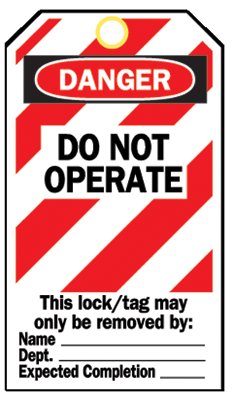 Heavy Duty Lockout Tag, 3 in W x 5.75 in H, Polyester, Danger, Do Not Operate, Black/Red on White 262-65520