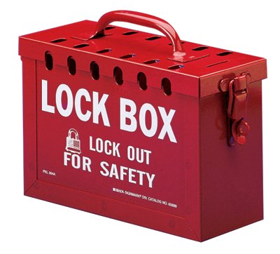 Lock Box, 6 in H x 9 in L x 3.5 in W, Steel, Red 262-65699