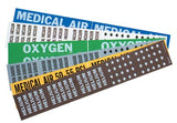 Medical Gas Pipe Markers, Oxygen, White on Green Vinyl, 2 1/4 in x 2 3/4 in 262-87747