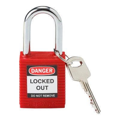 Safety Padlocks, 1/4 in Shackle Dia., 1 1/2 in Long, Red 262-99552