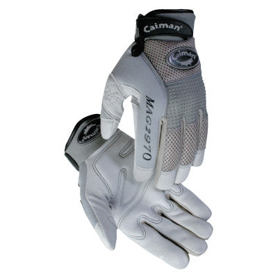2970 Deerskin Padded Palm Knuckle Protection Mechanics Gloves, Medium, Gray 607-2970-M