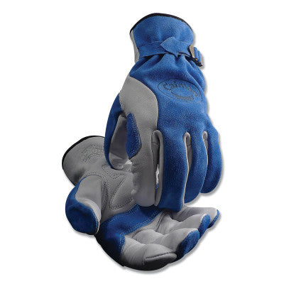 1302 Top Grain Cow Leather Drivers Gloves, Medium, Unlined, Blue/Gray 607-1302-M