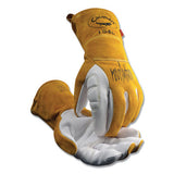 1540 revolution Premium Goat Grain Unlined Palm TIG/Multi-Task Welding Gloves, Cowhide Cuff, X-Large, Gold/Pearl White 607-1540-XL