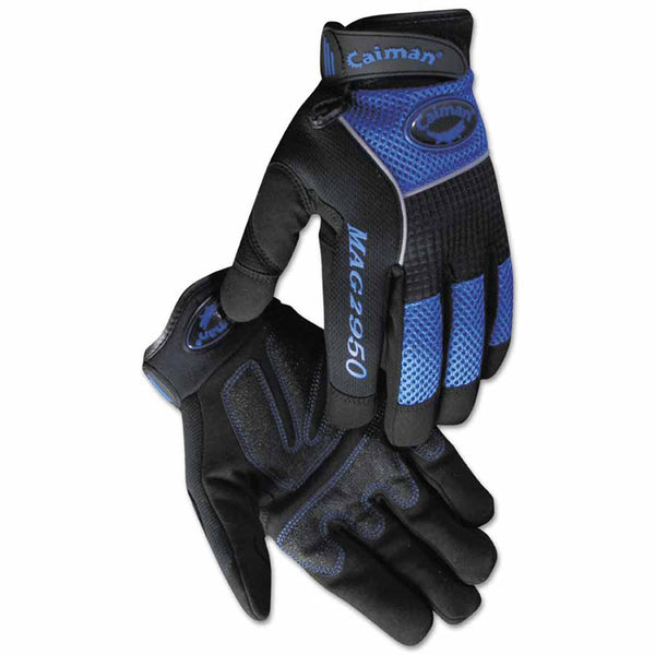 2950 Synthetic Leather Padded Palm Grip Mechanics Gloves, Large, Black/Blue/Gray 607-2950-L