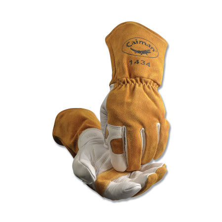 MIG/Multi-Task Cow Grain Welding Gloves, Large, White/Gold 607-1434-L