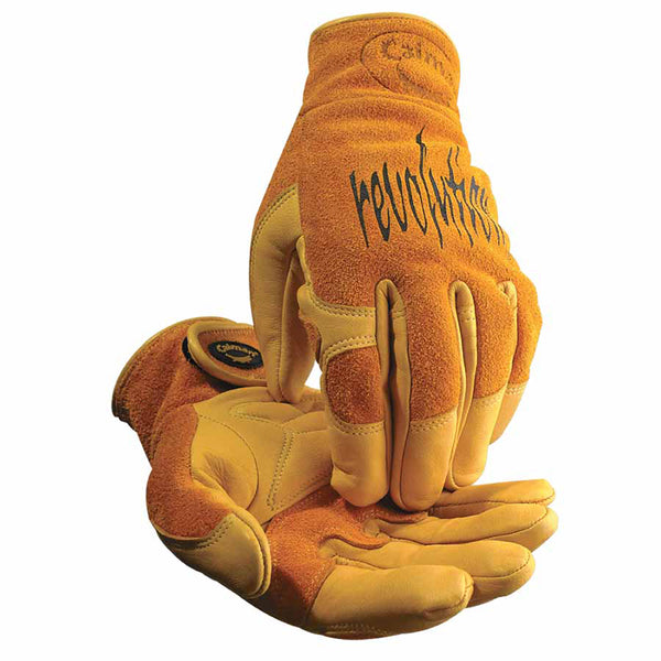 1828 revolution Cow Grain Unlined TIG/MIG Welding Gloves, X-Large, Tan/Gold, Hook-and-Loop 607-1828-XL