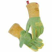 1816 revolution Deerskin FR Foam Fleece Lined MIG/Stick Welding Gloves, Large, Green/Gold 607-1816-L