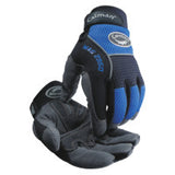 2950 Synthetic Leather Padded Palm Grip Mechanics Gloves, 2X-Large, Black/Blue/Gray 607-2950-XXL