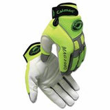 2980 Goat Grain Hi-Vis Reflective Back Knuckle Protection Mechanics Gloves, Neoprene, Large, Lime Green/White 607-2980-L