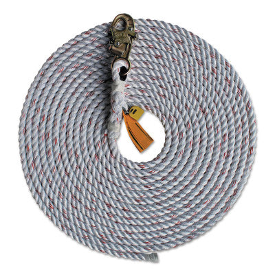Rope Lifelines with Snap Hooks, 30 ft, Self-Locking Snap Hook, 310 lb 098-1202754