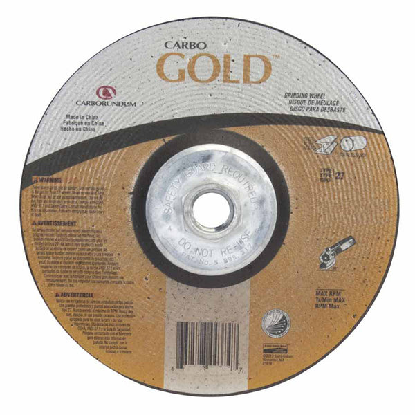 Gold AO Depressed Center Wheel, 9 in dia, 1/4 in Thick, 5/8 in Arbor, 24 Grit 481-05539502858