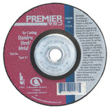 Premier Red Zirconia Alumina Depressed Center Wheel, 4-1/2 in dia, 1/4 in Thick, 5/8 in Arbor, 24 Grit 481-05539502873