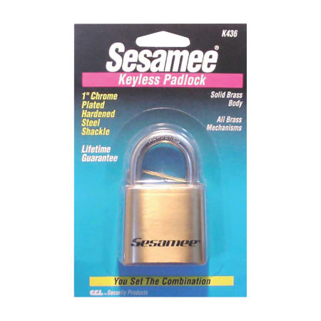 Sesamee K440 Long-Shackle Combination Lock, 4-Dial, Brassá 197-K440