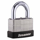 Sesamee Keyless Padlock, 5/16 in Shackle dia, 1 in L x 1 in W Shackle, Brass 197-436