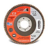 C3 Ceramic Flap Disc, 4-1/2 in dia, 40 Grit, 7/8 in Arbor, 13300 RPM 421-42402