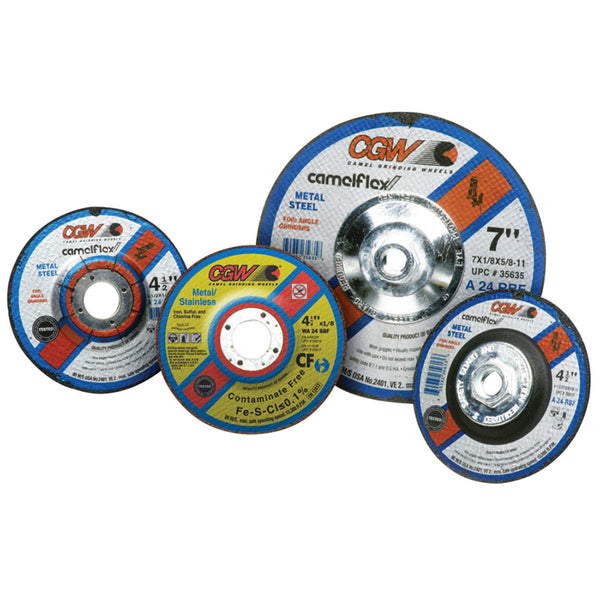 Depressed Center Wheel, Type 27, 9 in Dia, 1/8 in Thick, Hardness R, 24 Grit 421-35648