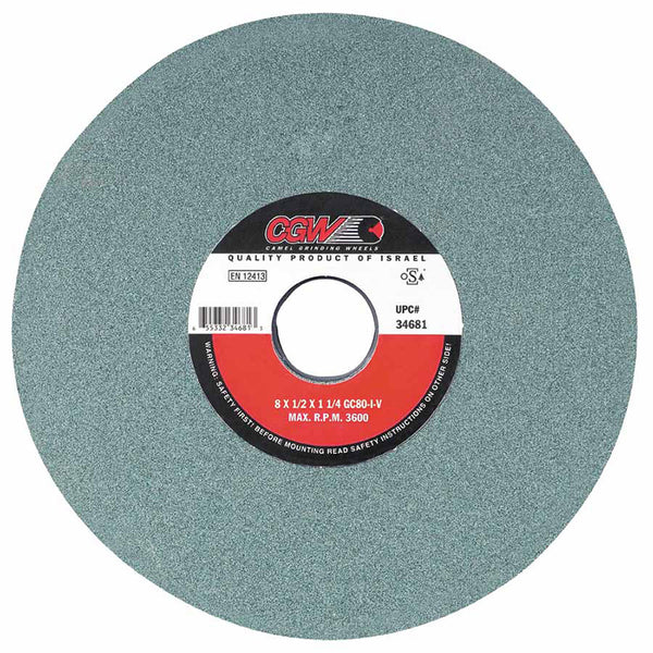 Green Silicon Carbide Surface Grinding Wheels, T5, 8 X 3/4, 1 1/4" Arbor, 60, I 421-34692