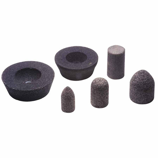 Resin Cones and Plugs, Type 17, 1 1/2 in Dia, 3 in Thick, 5/8 Arbor, 24 Grit 421-49027