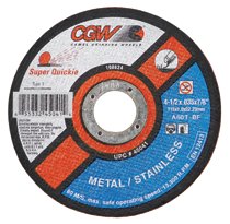 Super-Quickie Cut-Off Wheel, 4 1/2 in Dia, .045 in Thick, 60 Grit Alum. Oxide 421-45042