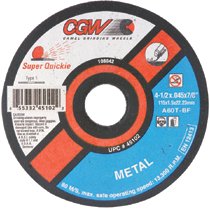 Reinforced Cut-Off Wheel, Type 27, 6 in Dia, .045 in Thick, 60 Grit Alum. Oxide 421-45098