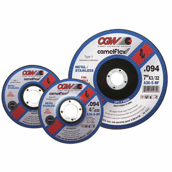 Thin Cut-Off Wheel, 4 1/2 in Dia, 3/32 in Thick, 5/8 Arbor, 36 Grit Alum. Oxide 421-45021