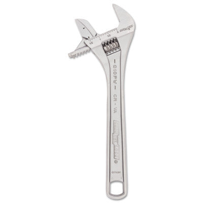 Adjustable Wrench, 10.26 in Long, 1.57 in Opening, Chrome 140-810PW
