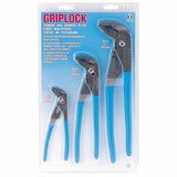 GRIPLOCK Tongue and Groove Plier Set, 3-Pc, 6.5 in/9.5 in/12.5 in OAL, V-Jaws 140-GLS-3