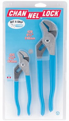 Tongue and Groove Straight Jaw Plier Set, 2 Pc, 6.5 in L and 9.5 in L 140-GS-1