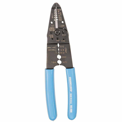 Wire Stripper, 8-1/4 in L, 10 AWG to 22 AWG, Blue Handle 140-908