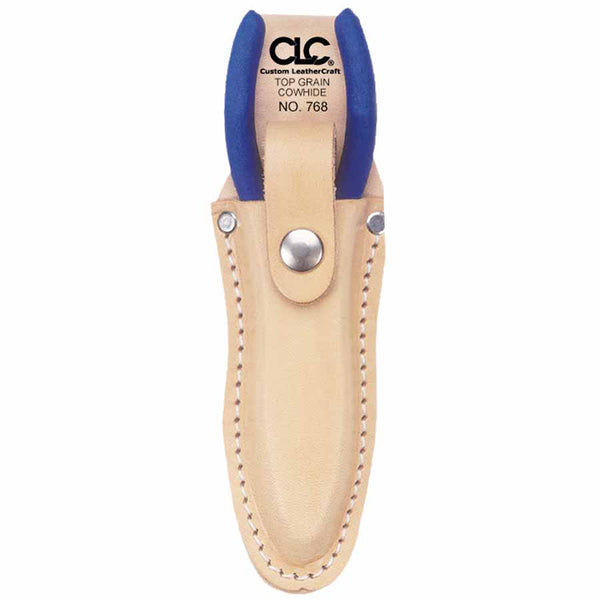 Plier/Tool Holder, 1 Compartment, Molded Top Grain Leather, Tan, For Tools Up to 10 in L, Snap-Closure Securing Strap 201-768