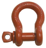 Screw Pin Anchor Shackles, 1/4 in Bail Size, .75 Ton, Orange Paint 490-M646P