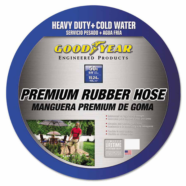 Heavy Duty Cold/Hot Water Premium Rubber Hose, 5/8 in dia X 50 ft, Black 713-20582671