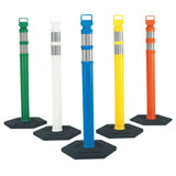 Easy Grab Delineator Posts, 45 in H, Polyethylene, Orange/Silver, 16-1/2 in W, Post Only 831-03-734