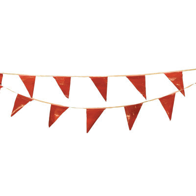 Pennants, Vinyl, 9 in x 12 in, Red, 60 ft String 831-03-400-60