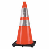 DW Series Traffic Cone, 28 in H, 7 lb PVC, Orange/Black Base, Reflective Collar 831-03-500-10