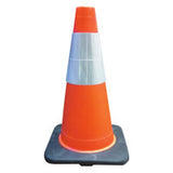 PVC Traffic Cone, 18 in, 6 in Upper Reflective Collar, PVC, Orange/Black 831-03-500-21