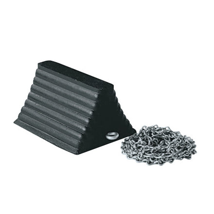 Wheel Chocks, 8 in W x 10 in L x 6 in H, Rubber, 12 ft Chain, Black 831-2048WCC