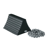 Wheel Chocks, 8 in W x 10 in L x 6 in H, Rubber, 12 ft Chain, Black 831-2048WCC