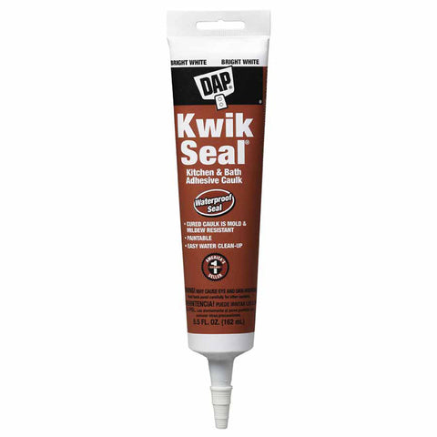 KWIK SEAL Kitchen & Bath Adhesive Sealant, 5-1/2 oz Tube, White 802-18001
