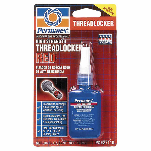 High Strength Red Threadlocker, 10 mL, 1/4 in to 3/4 in Thread 230-27110