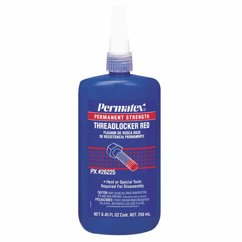 Permatex Permanent Strength Red Threadlocker, 250 mL, 3/8 in - 1 in 230-26225