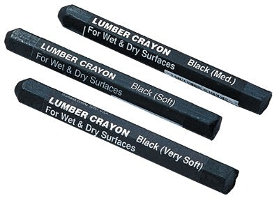 Lumber Crayon, 1/2 in dia x 4-1/2 in L, Carbon Black 464-49400
