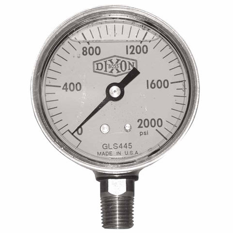 Brass Liquid Filled Gauges, 0 to 200 psi, 1/4 in NPT(M), Bottom Mount 238-GLBR200