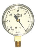 2 1/2 in Vacuum Gauge, 30 inHg, ABS, 1/4 in NPT(M) 238-GL305