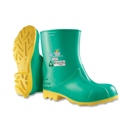 Hazmax EZ-Fit Steel Toe/Midsole Rubber Boots, Men's Large, 11 in Boot, PVC, Green/Yellow 868-8701500.LG