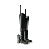 Hip Waders, Plain Toe, Steel Shank, Men's 9, 32 in Inseam, Polyblend/PVC, Black 868-8605500.09