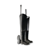 Hip Waders, Steel Toe, Men's 9, 32 in Inseam, Polyblend/PVC, Black 868-8605600.09