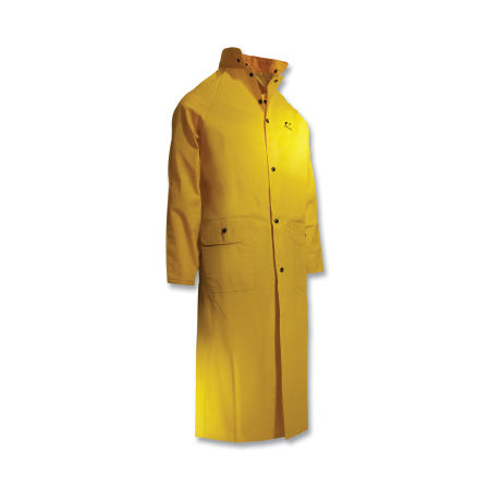 Sitex Rain Coat with Detachable Hood, 48 in L, 0.35 mm Thick, PVC/Polyester, Yellow, 2X-Large 868-7654200.2X